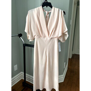 Topshop Batwing Plunge Tea Length Dress In Pink Size 6 US / 10 UK $150